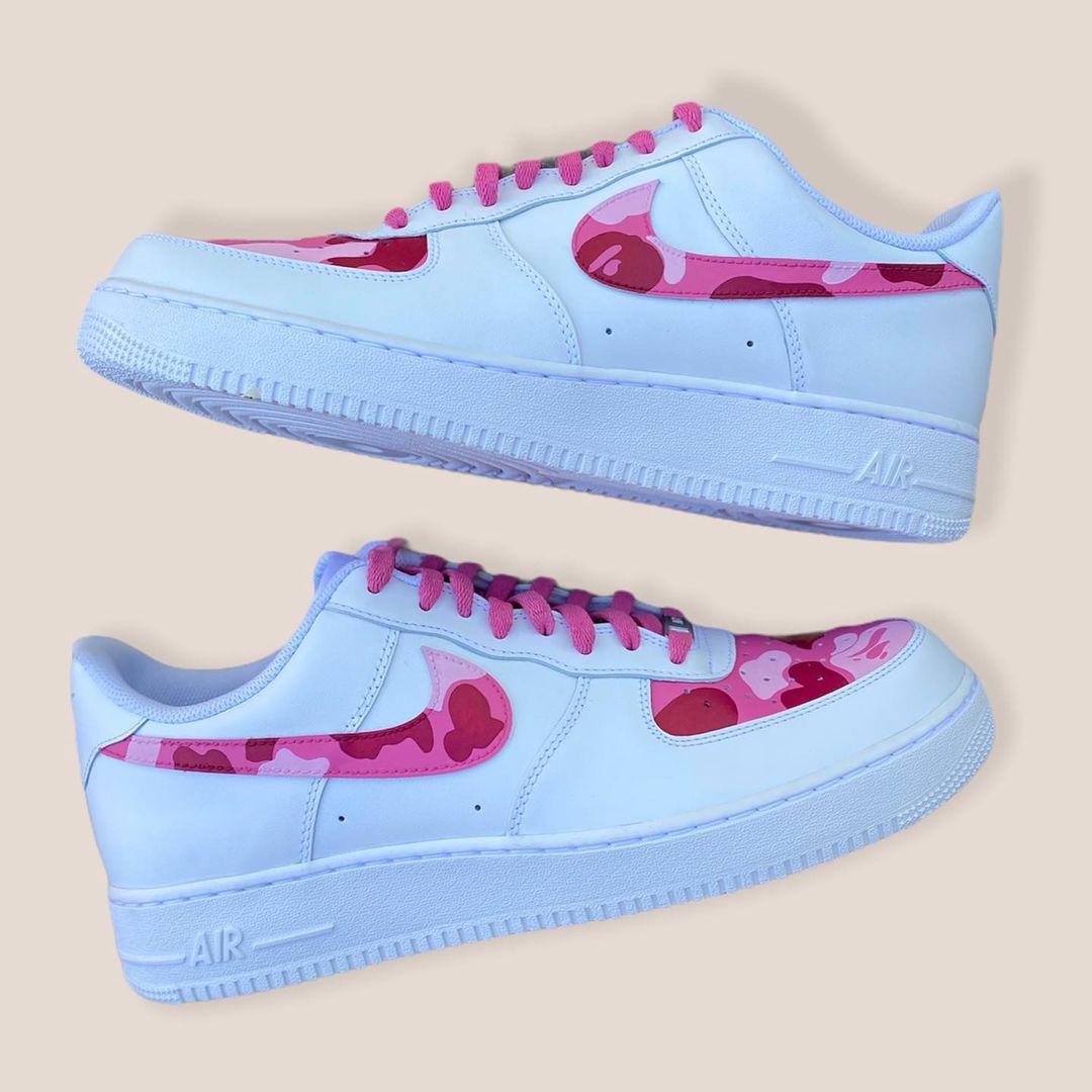 Custom pink bape Air Force 1s 💕  Air force 1 custom, Custom nike shoes, Air  force