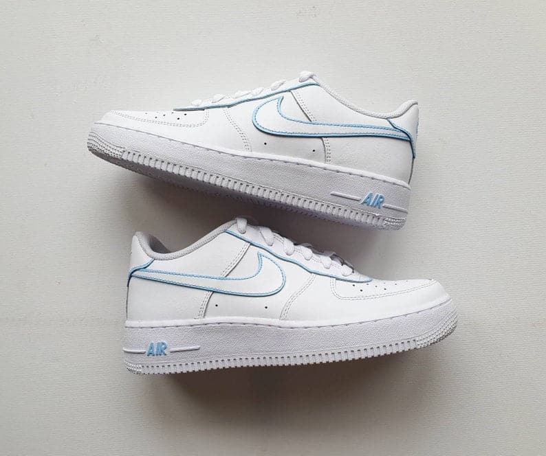 Nike Air Force 1 x Blue Outline Tick Design- (Air Jordan 1), Custom Sneakers. Personalise to Your Own Colours