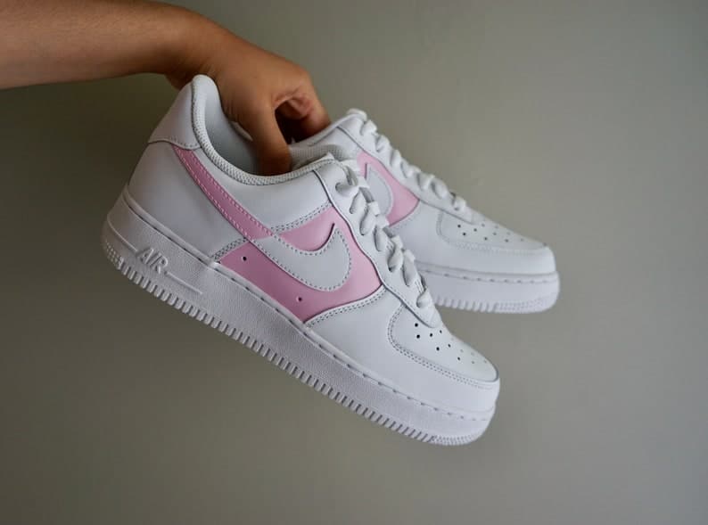 Custom Nike Air Force 1 Sneakers Hand Painted Pink Fire 