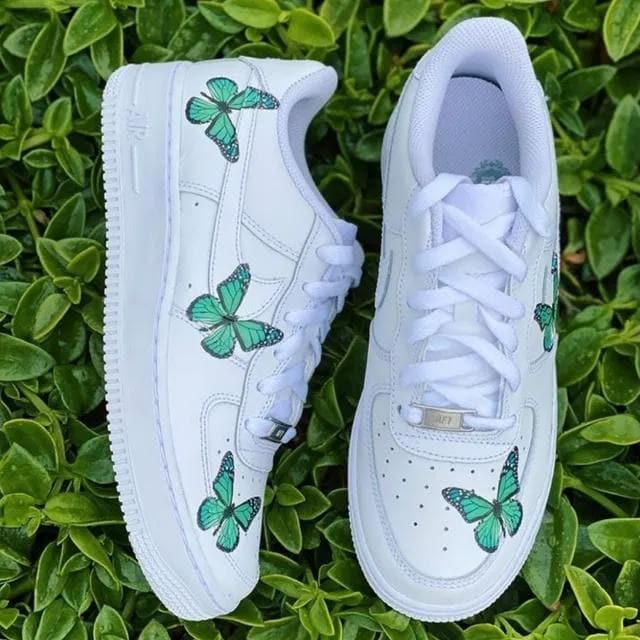 Custom Air Force 1 Mint Turquoise Butterfly – insdrip