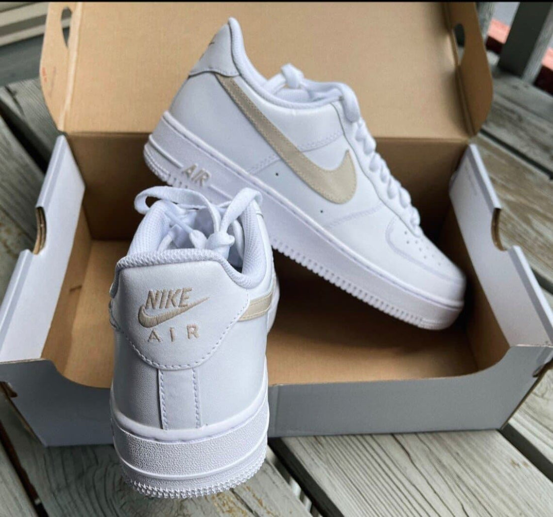Custom Women's Nike Air Force 1 Sage Low All White Shoes 