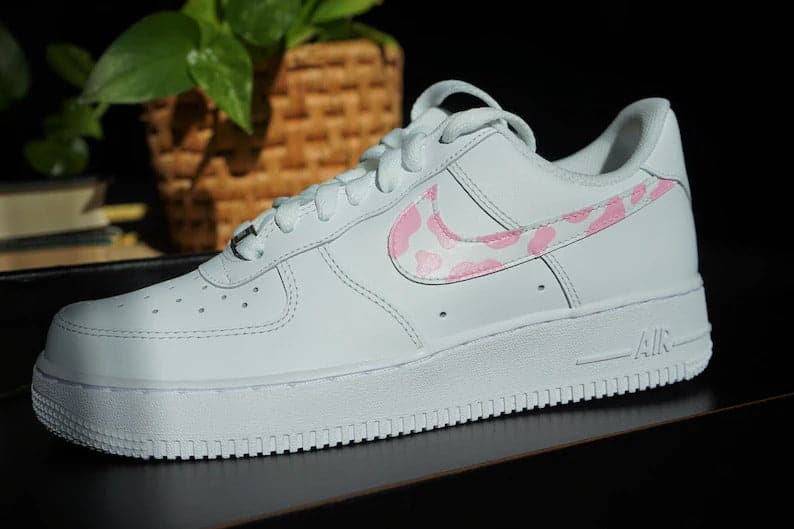 Pink Dripping with Cow Print Custom Air Force 1 Low/Mid/High Sneakers. Girls and Women High / 9 M / 10.5 W