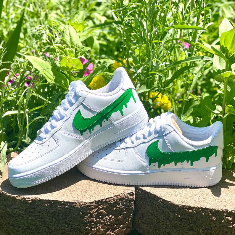 Custom Green Nike Drip Air Force Ones – shecustomize