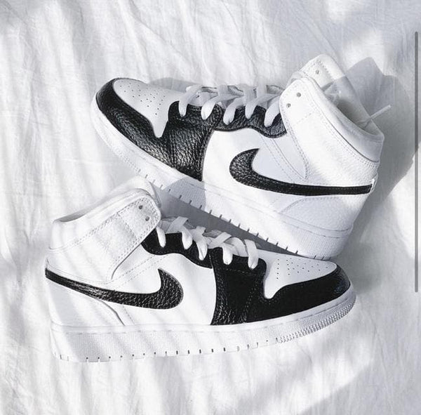 Custom Air Jordan 1 Black Swoosh Panda Sneakers – insdrip