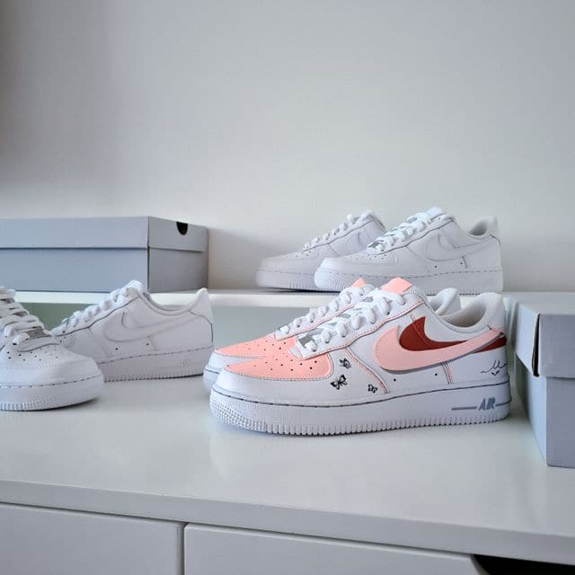 Air Force 1 Custom Low Cartoon Pink Shoes White Black Outline Mens